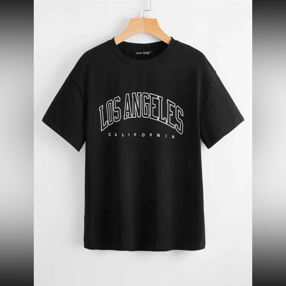SHEIN EZwear Drop Shoulder Letter Graphic Tee